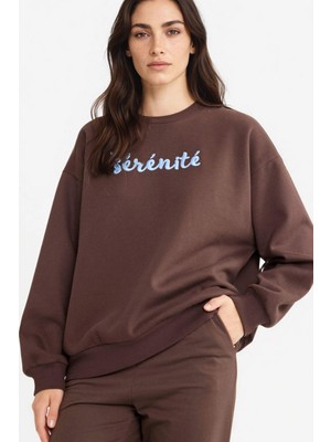 DeFacto Oversize Geniş Kalıp Bisiklet Yaka Baskılı Sweatshirt G1823AX25WN