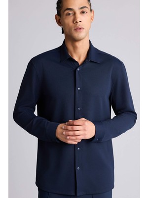 DeFacto Çabuk Kuruyan Slim Fit Klasik Yaka Uzun Kollu Gömlek F8642AX26SP