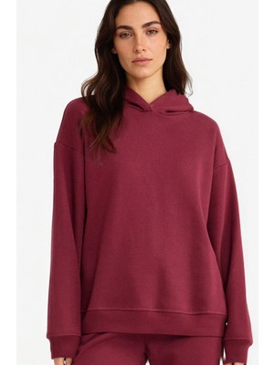 DeFacto Relax Fit Kapüşonlu Basic Düz Kalın Sweatshirt D9935AX25WN