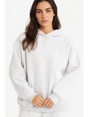 DeFacto Relax Fit Kapüşonlu Basic Düz Kalın Sweatshirt D9935AX25WN