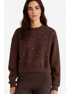 DeFacto Boxy Fit Bisiklet Yaka İşlemeli Sweatshirt G2153AX25WN