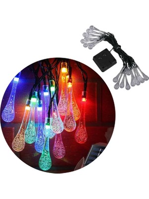Indispensablely PM-29077 8 Modlu Solar 5m Renkli Su Damlası LED Zinciri - Su Geçirmez Bahçe ve Balkon A