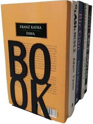 Royal Rain Store Dekoratif Book Yazı Tasarımlı Kitap Tutucu Desteği Mat Siyah.(Kitap Ayraçı Hediyeli)