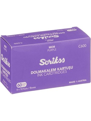Royal Rain Store Kartuş Dolma Kalem Kartuşu 6'lı Blister 10'lu Paket Mor
