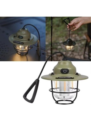 Indispensablely PM-25439 Nostaljik 3 Filament 6 Smd Kamp Çadır Lambası Ampul 1200MAH Type-C