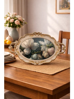 Zucci Home Hürrem Lüx Sunum Tepsisi | Saray Bahçesi - Dekoratif Servis Tepsisi | 48X28 cm