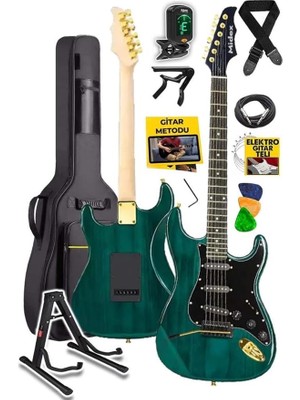 Royal Rain Store GLC-40GR Profesyonel Elektro Gitar Yeşil (Stand Gigbag Askı Capo Tuner Pena Kablo Yedek Tel)