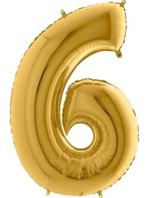 Royal Rain Store Vitrini 6 Rakamlı 16 Inç Gold Renk Folyo Balon 36 cm (Altın)
