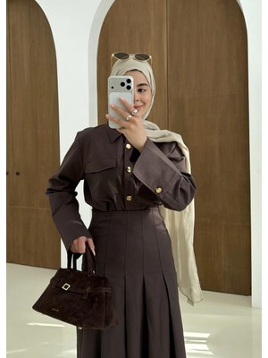 Moda Aksa 6004 Likralı Takım Premium Kahve