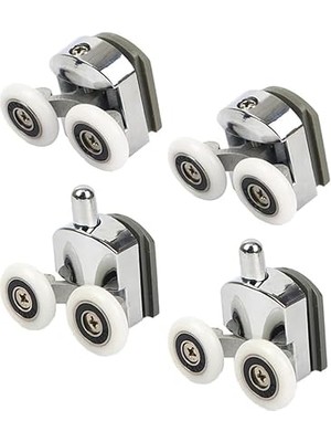 Royal Rain Store Kabin Teker Seti,4 Adet Krom Banyo Tekerleği,tüm Duşa Kabinlere Uyumlu Tekerlek Seti Takımı 2 Alt 2 Üst Teker Rulmanı