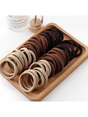 Royal Rain Store 100 Adet Lastikli Havlu Toka Saç Tokası Orta Büyük Boy Esnek (Kahve Tonları)