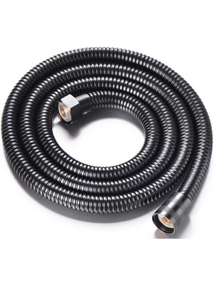 Royal Rain Store Yüksek Kaliteli Patlamaz Kopmaz Paslanmaz 150CM Duş Hortumu - Tüm Duş Başlıklarıyla Uyumludur (G1/2) (Siyah)