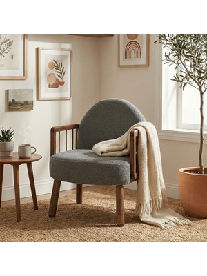 Tosca Bohem Berjer Ceviz Ahşap, Gri