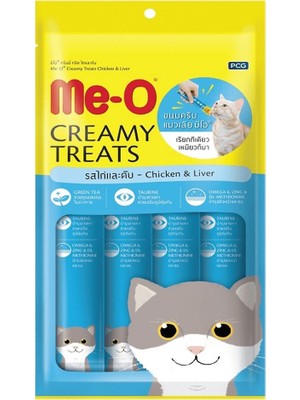 ‎Me-O TR5CACH3615 Me-O Creamy Treat Tavuk & Ciğer Kedi Ödülü 4x15gr
