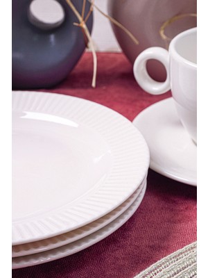 6'lı Elif Porselen Pasta ve Tatlı Tabağı Seti, Şık ve Modern Tasarım