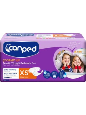 Canped Ekstra Küçük Boy Belbantlı Tekstil Yüzeyli Hasta Bezi 30'Lu XS Beden Çocuklar İçin
