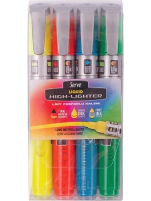 Royal Rain Store SV-LKTFB4KRPA Likit Fosforlu Kalem, Karişik Fosforlu Renkler