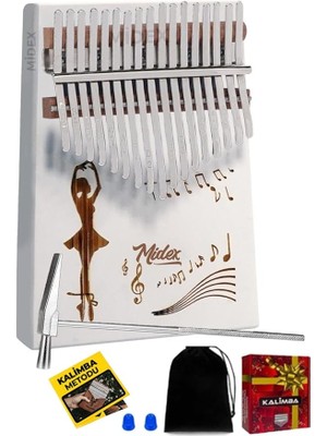 Royal Rain Store KLX-540 Beyaz Renk Gerçek Ağaç Kalimba 17 Tuşlu Full Set