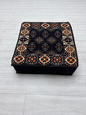 Bakırözü Home Lacivert Buhara Modeli Çökmeyen Süngerli Şark Köşesi Orta Sehpa (60 x 60 x 20 Cm)