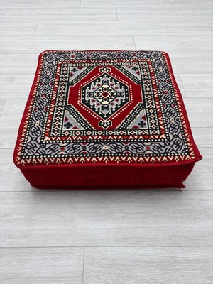 Bakırözü Home Kırmızı Yahyalı Modeli Çökmeyen Süngerli Şark Köşesi Orta Sehpa (60 x 60 x 20 Cm)