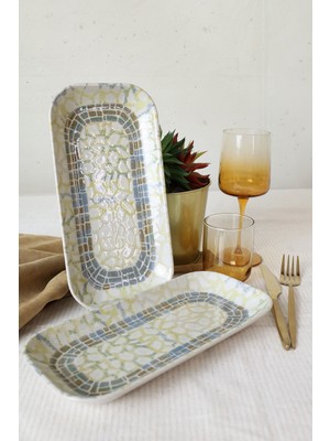 Şık 28 cm Mosaica Pergamon Kayık Tabak, 2 Adet, Zarif ve Kaliteli Tasarım