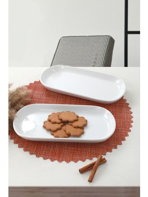 Beyaz Noyan Kayık Tabak 28 Cm, 2'li Set, Şık ve Kullanışlı Sofralar Için