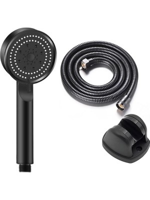 Royal Rain Store Glee Turbo 5 Fonksiyonlu Mafsallı Duş Seti - Örgülü Hortum ve Askılık (Siyah)