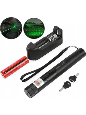 Indispensablely OM-120118650 Pilli Şarjlı Anahtar Emniyetli Yeşil Lazer Pointer (50 Km)