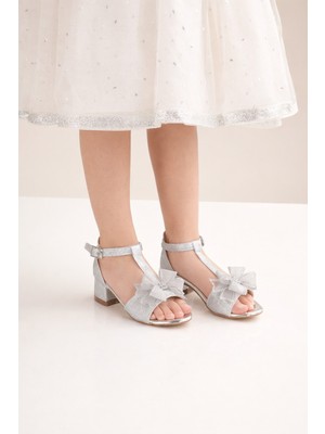 Minibonito Kız Çocuk Özel Gün Ayakkabısı/simli Fiyonk Detaylı Sandalet