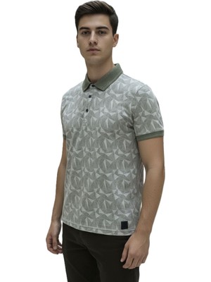Lacaton Erkek Normal Beden 26-0300 Kendinden Desenli Polo Yakalı T-Shirt