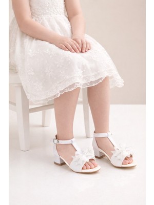 Minibonito Kız Çocuk Özel Gün Ayakkabısı/simli Fiyonk Detaylı Sandalet