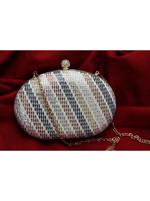 %100 El Yapımı Türk Tel Işlemeli Çanta – Metalik Işlemeli Kadife Çanta 20X14 cm