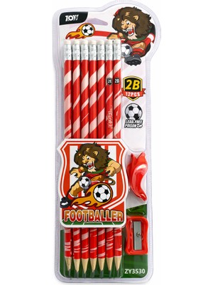 Footballer 12'li Silgili Kurşun Kalem Kalemtraş Hediyeli