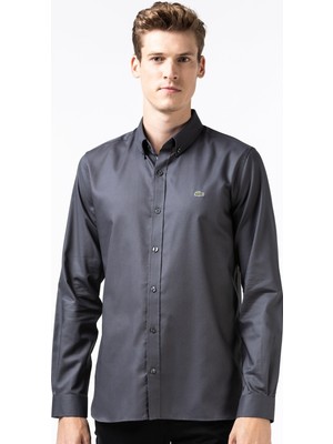 Lacoste Men's Slim Fit Oxford Shirt Erkek Slim Fit Gömlek Antrasit