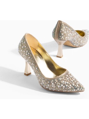 Daxtors Dorve Günlük Ortopedik Klasik Topuklu Taşlı Kadın Ayakkabı