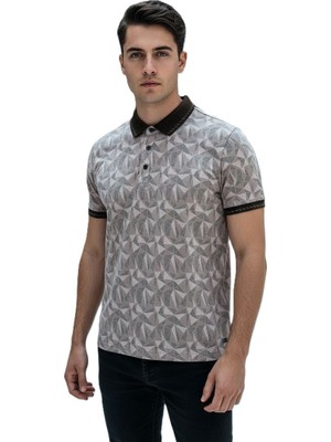 Lacaton Erkek Normal Beden 26-0300 Kendinden Desenli Polo Yakalı T-Shirt