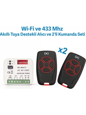 Alpsmart AS865S Wi-Fi ve 433 Mhz Akıllı Tuya Destekli Alıcı ve 2'li Kumanda Seti