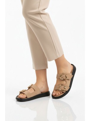 Ayakmod Nude Çift Bantlı Hafif Kadın Günlük Terlik 513086 Z