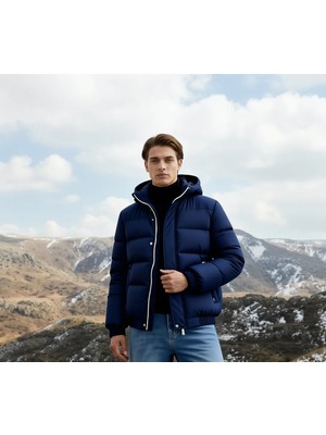 Mavi Erkek Günlük Dik Yaka Lacivert Şişme Mont 0110609-89353 Rahat Kesim Polyester