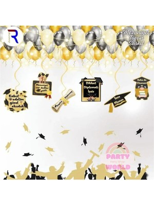 Party World Mezuniyet Tavan Sarkıt Süs – 6'lı Set