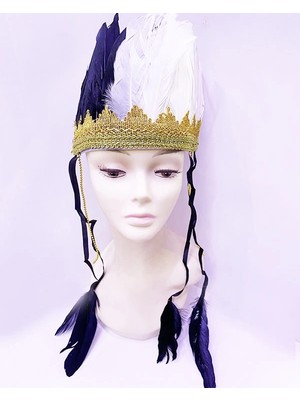 Similar Siyah Beyaz Renk Tüylü Kızılderili Başlığı | Taraftar Başlığı