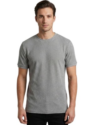 Trender Waffle O Yaka Erkek T-Shirt 2709 A.gri