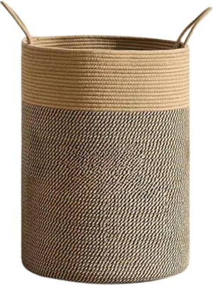 Royal Rain Store Jüt Hasır Kirli Sepeti Banyo Sepeti Giyisi Havlu Battaniye Dergi Oyuncak Düzenleyici Saksı Sepet Organizer Hafif Kulp Detaylı Yumşak ve Dayanıklı Karavan Organizeri (Hasır-Siyahkırçıl)