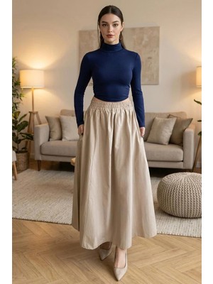Madmext Haki Beli Lastikli Midi Boy Kadın Etek MG2616