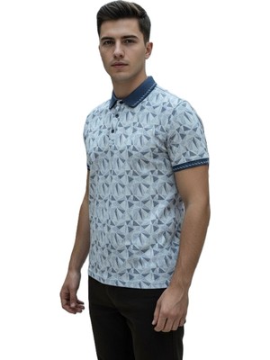 Lacaton Erkek Normal Beden 26-0300 Kendinden Desenli Polo Yakalı T-Shirt