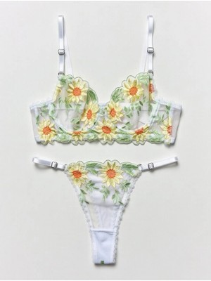 Papatya Işlemeli Balenli Sütyen Takımı 80B