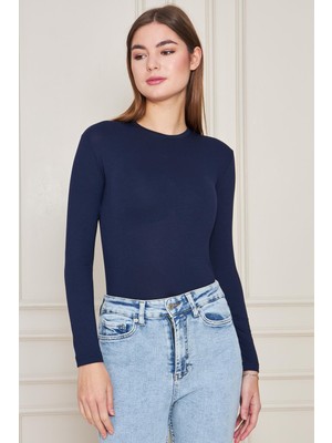 Irmak Kerekli Bisiklet Yaka Uzun Kol Badi Viskon Likralı Body 101 Lacivert