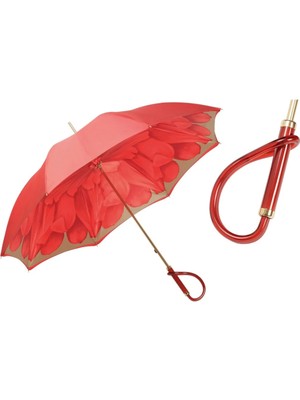 Pasotti Dahlia Kırmızı Asetat Saplı Çift Kat Kumaşlı Şemsiye 93 cm