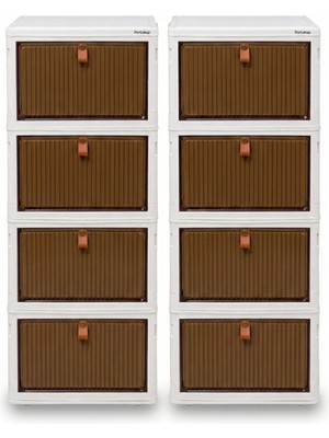 Portakap Plastik Tek Kapaklı Saklama Kutusu - Ayakkabı Kutusu - 8'li Set