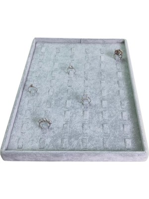 Gri Süet Yüzük Tablası, 60 Tırnaklı, 25X35 Cm, Şık ve Kullanışlı
